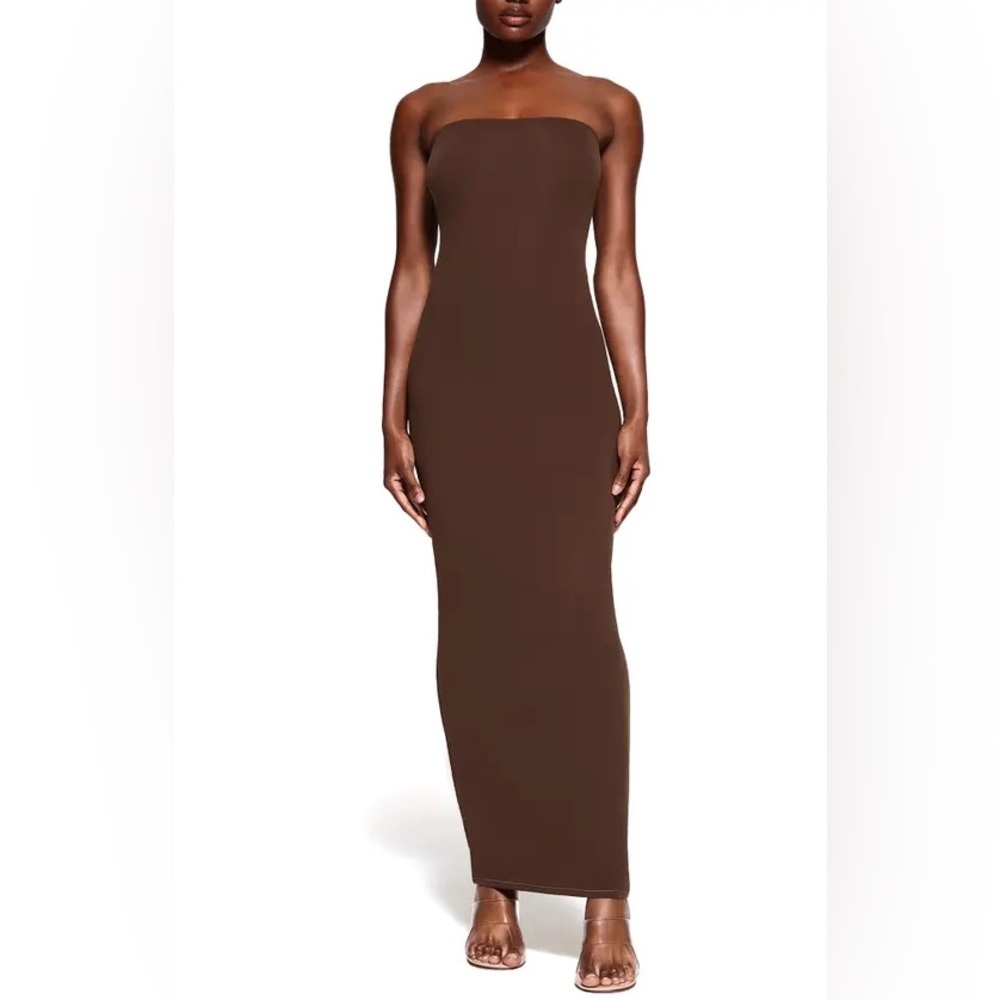 SKIMS Brown Fits Everybody Tube Maxi Dress In Cocoa